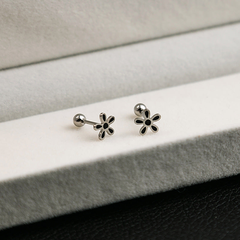 Wholesale Stainless Steel Cross Geometric Black Series Earrings